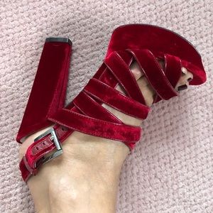 Red Velvet Michael Kors platform shoes